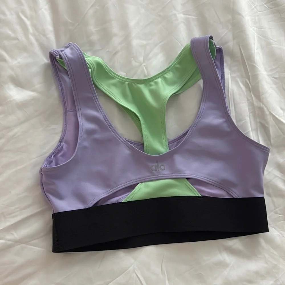ALO Yoga Purple and Green Racerback Sports Bra
